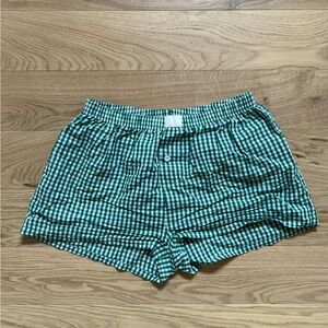 GREEN CHECK BOXER SHORTS